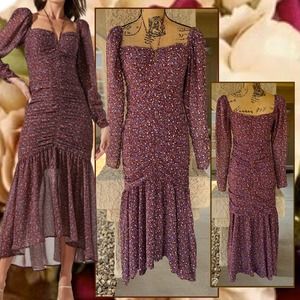 Astr The Label Athena Floral Ruched  Midi Dress Size S